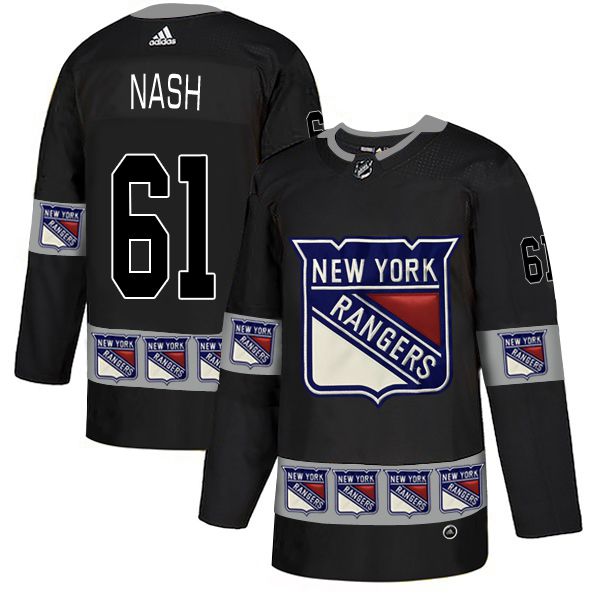 Men New York Rangers #61 Nash Black Adidas Fashion NHL Jersey->new york rangers->NHL Jersey